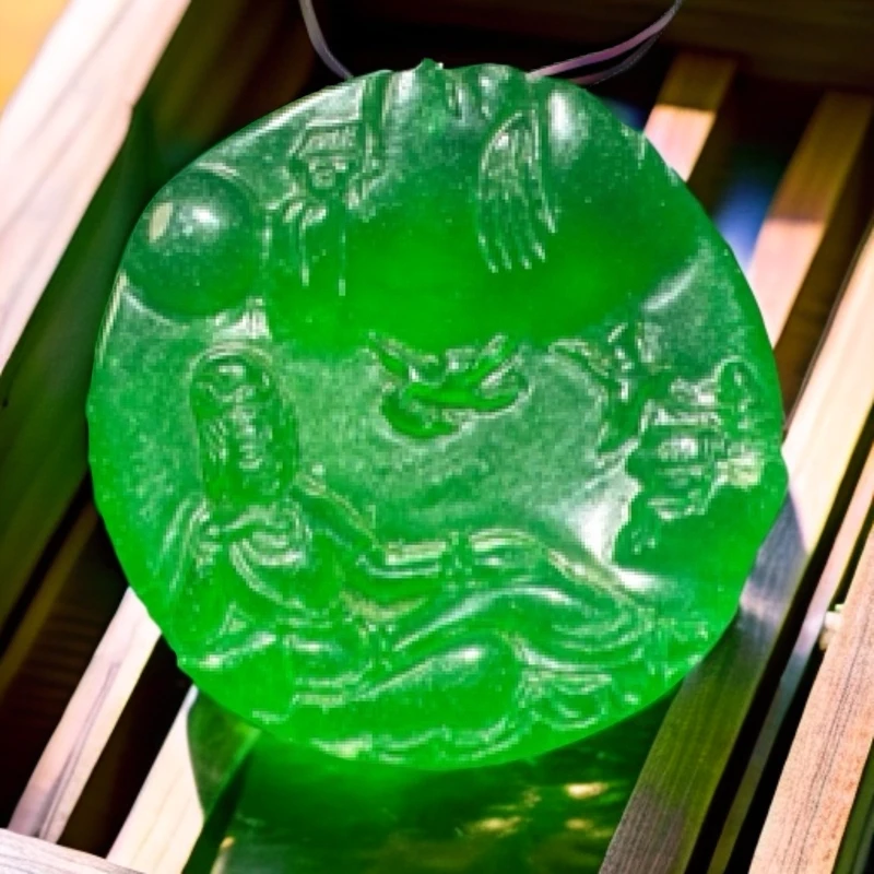 CYA037绿色山水毛衣链吊坠