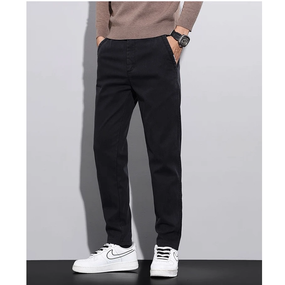 WAG“加绒莱赛尔”小直筒休闲裤冬季新款纯色斜插口袋保暖长裤-229