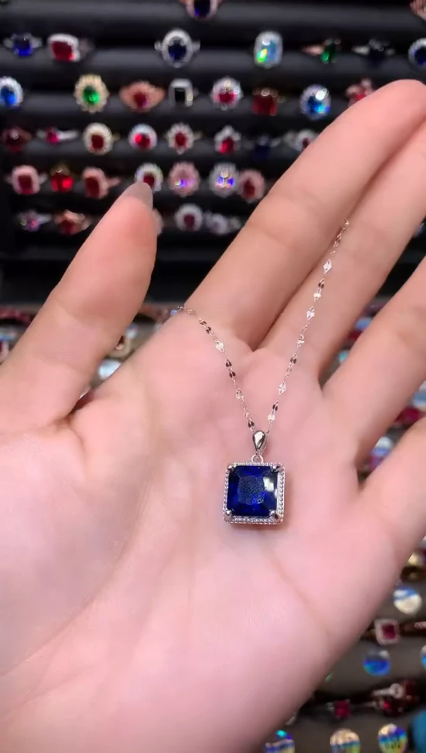 【闪购商品】蓝宝石吊坠(赠链)银S925镶嵌1