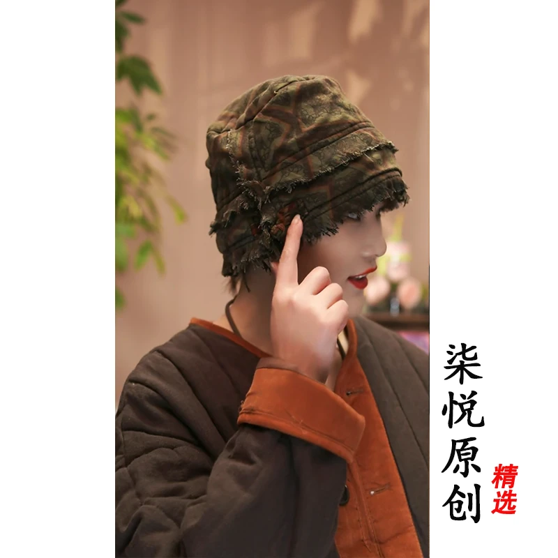 【柒悦】复古做旧炒色双面双戴手工拉毛渔夫帽