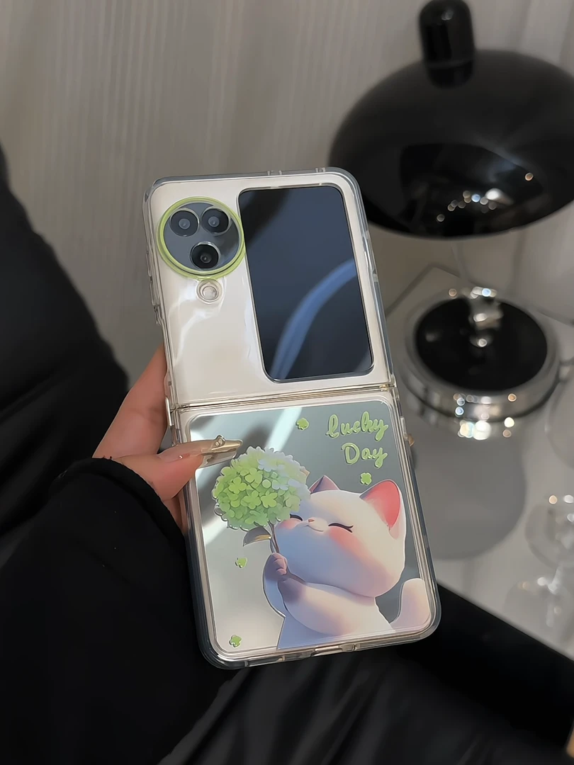 （OPPOfindn3flip系列）折叠镜面适用OPPOfindn2flip手机壳findn3猫