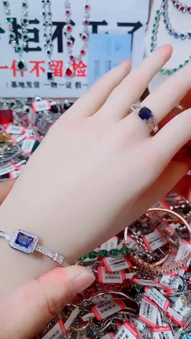 手镯蓝宝石未镶嵌蓝宝石手镯 戒指