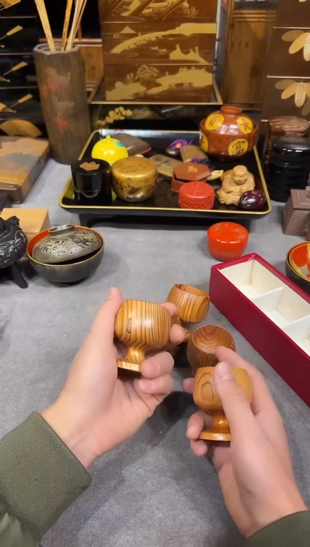 屋久杉 小杯五只 大漆漆器大漆漆器