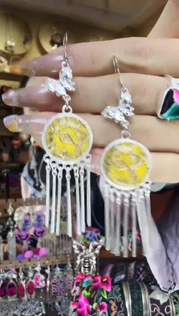 刺绣非遗刺绣民族风耳环