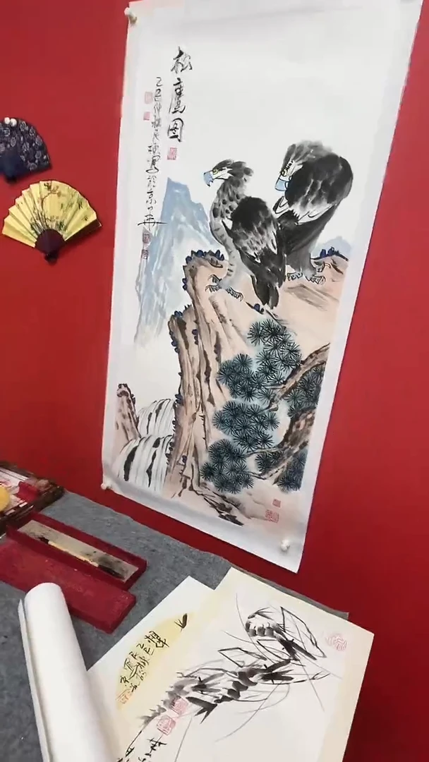国画刘民栋老师松鹰图
