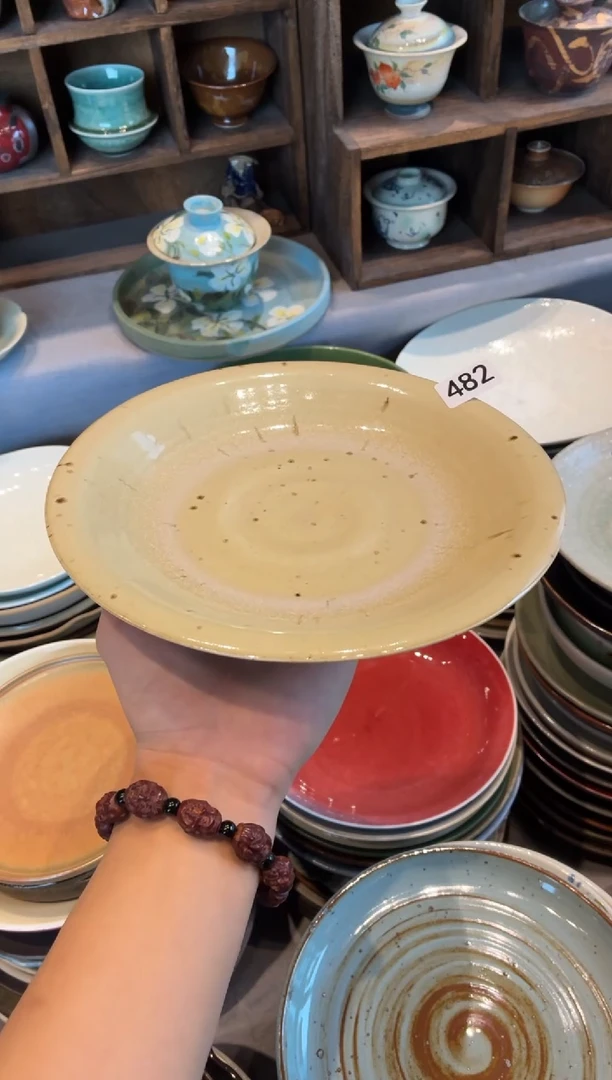 瓷片Y*482  陶泥燕麦手工盘1个