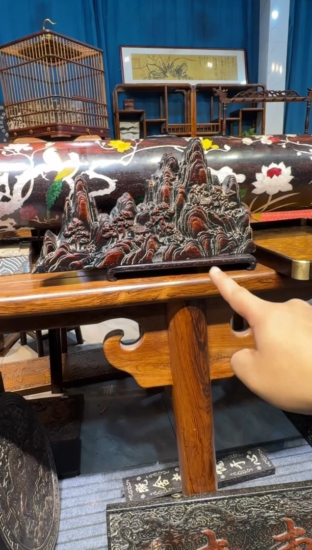 木紫檀黄山摆件邵氏紫檀木艺