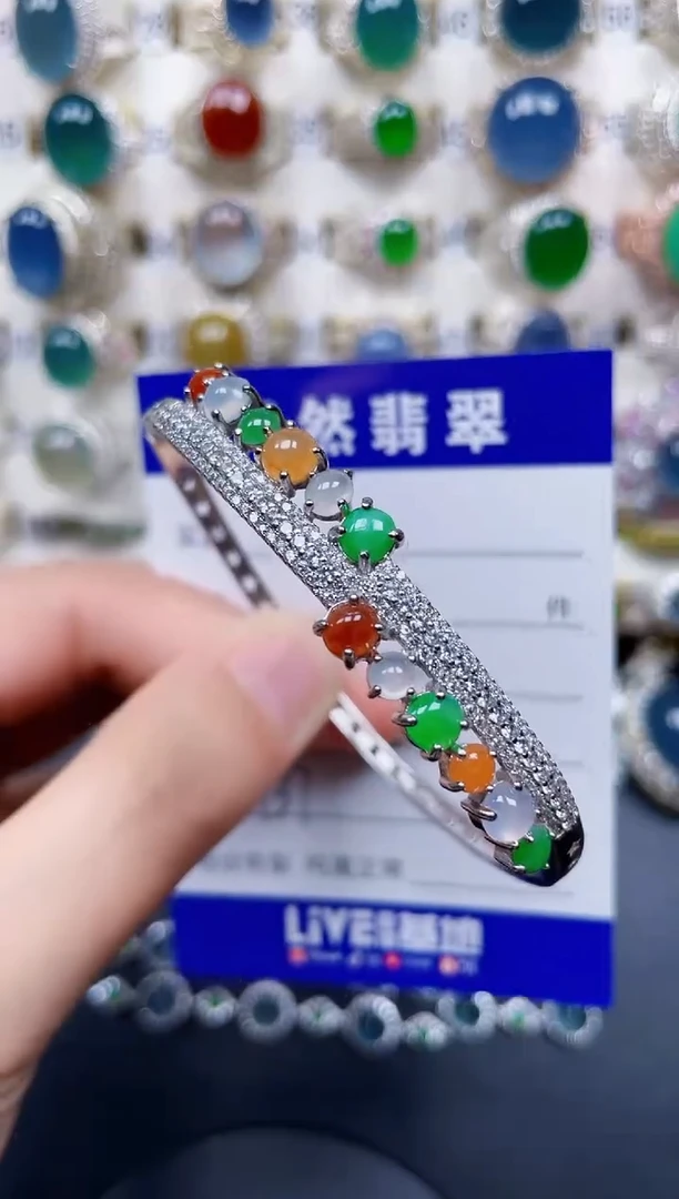 银S925镶嵌手镯翡翠137