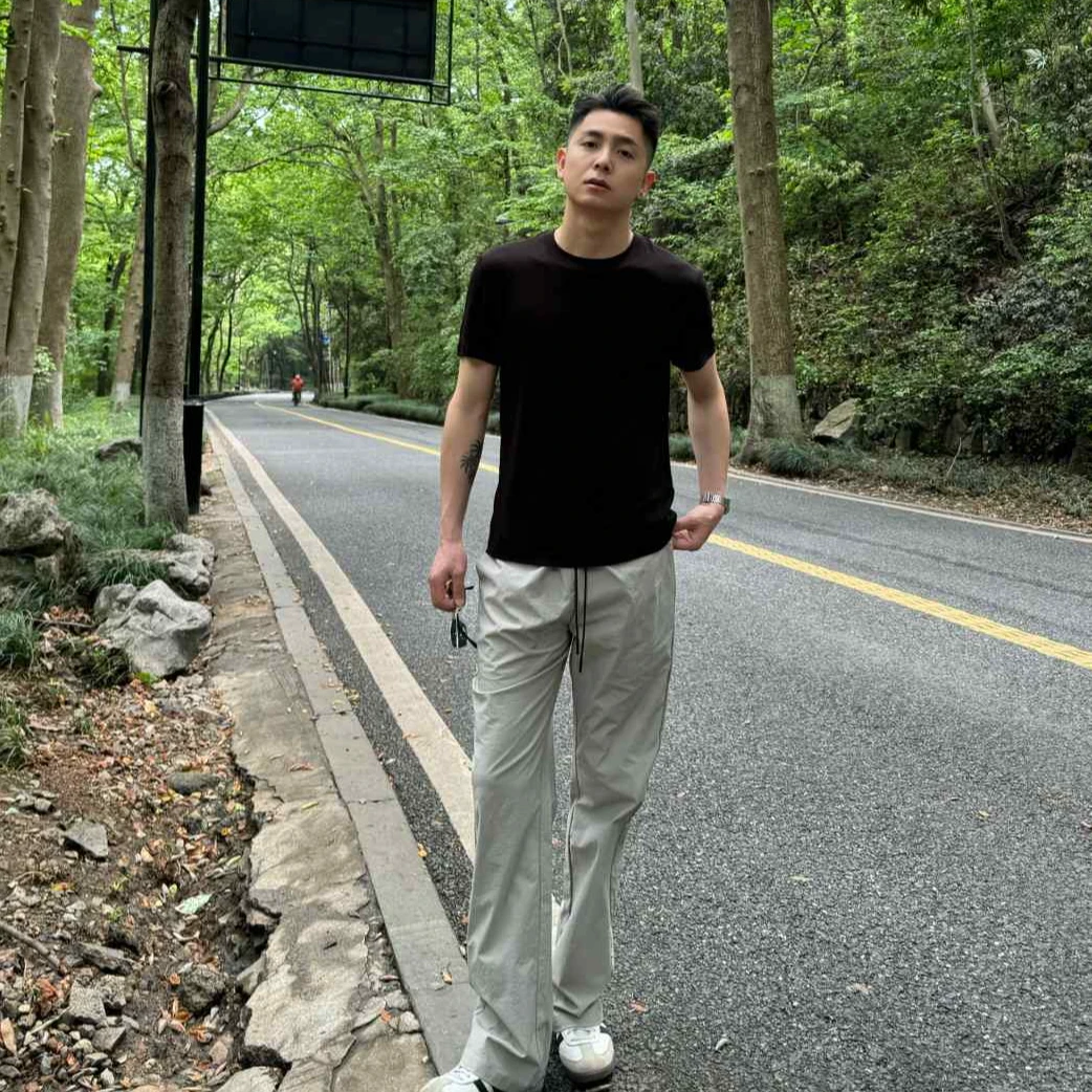GP2 2025SS舒适羊毛弹力半袖上衣男夏季气质百搭圆领修身短袖T恤