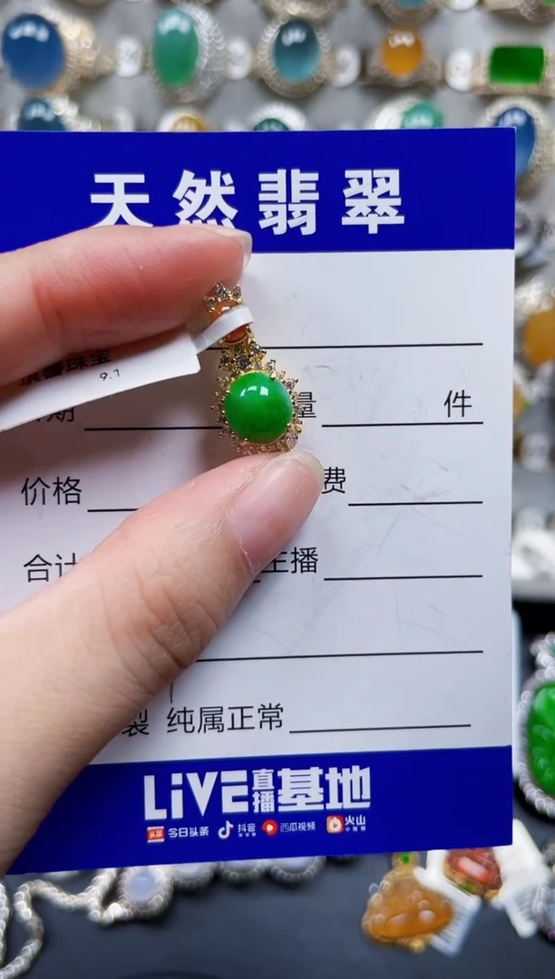 颈饰银S925镶嵌翡翠307