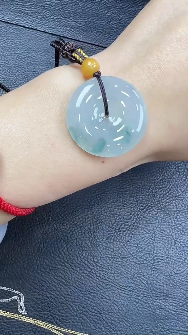 未镶嵌挂件翡翠平安扣 有瑕疵