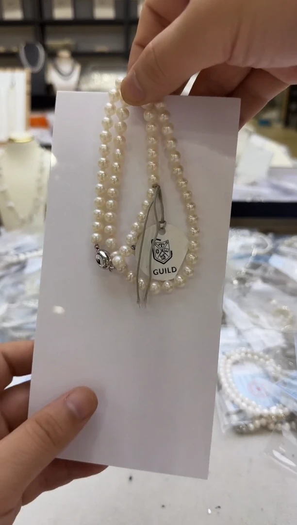 淡水珍珠银S925镶嵌项链7mm 剪标-孤品