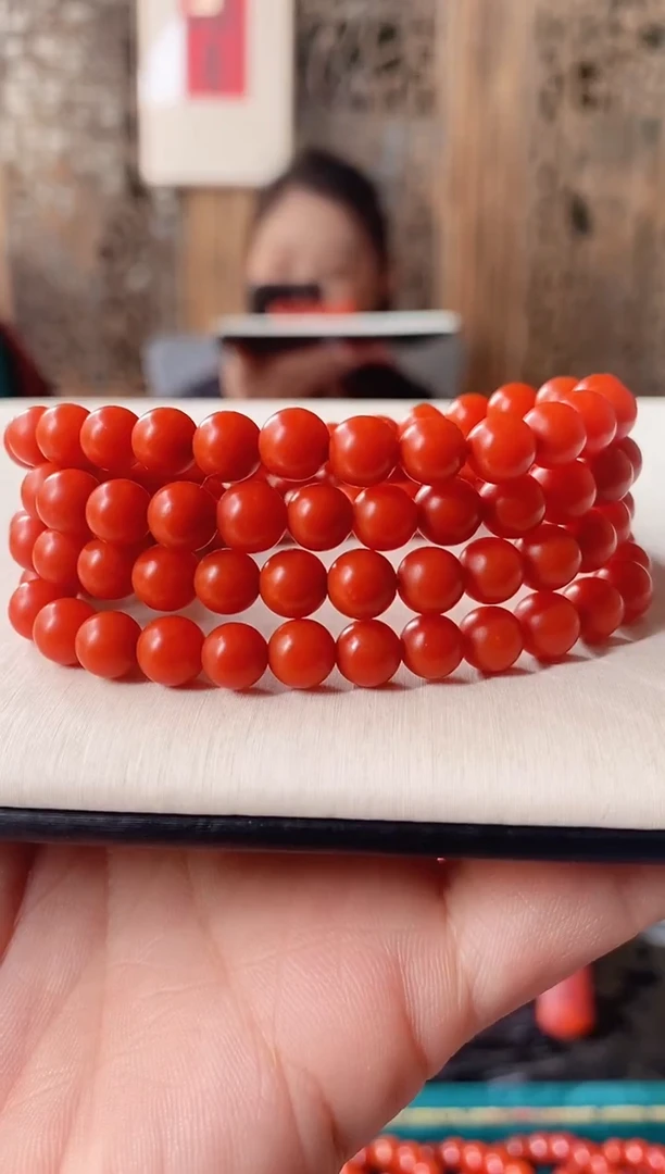 未镶嵌手串南红玛瑙五岔路保山南红多圈6.5+mm