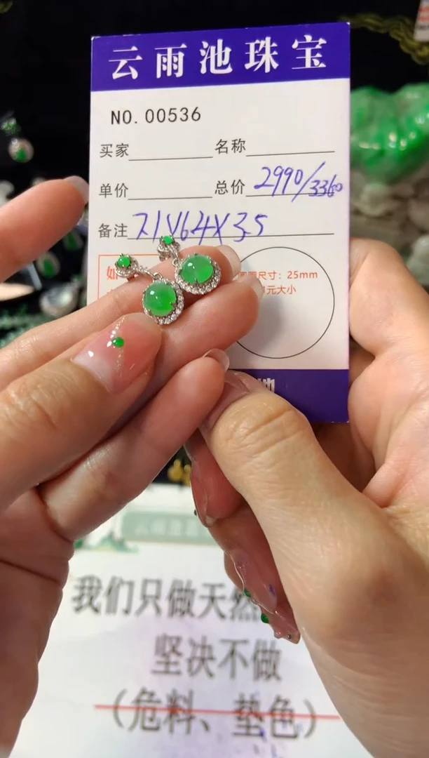 【闪购商品】翡翠耳饰银S925镶嵌翡翠