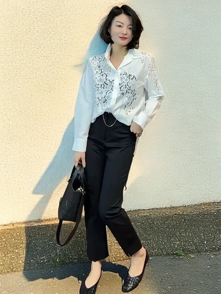 【TANTAN】新款蕾丝直筒裤时尚休闲裤#463