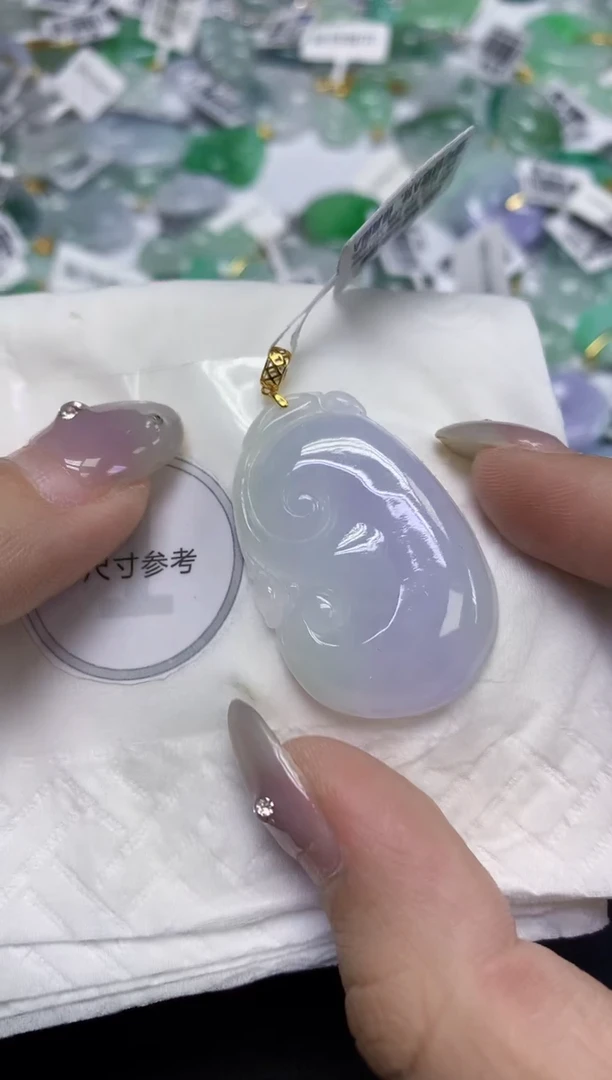 颈饰18K金镶嵌翡翠天然缅甸翡翠A货百元以上9元证书费自理