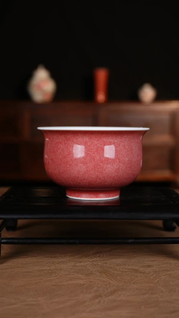 杯子豇豆红景德镇纯手工陶瓷