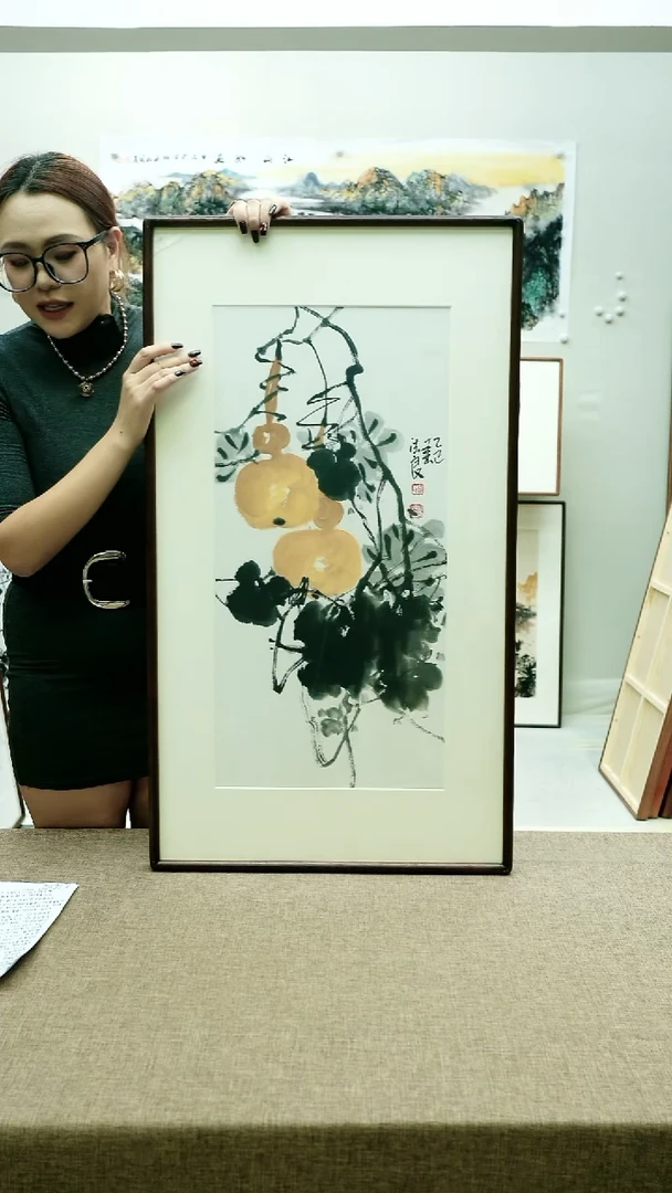 国画52*92李法良手绘山水带框