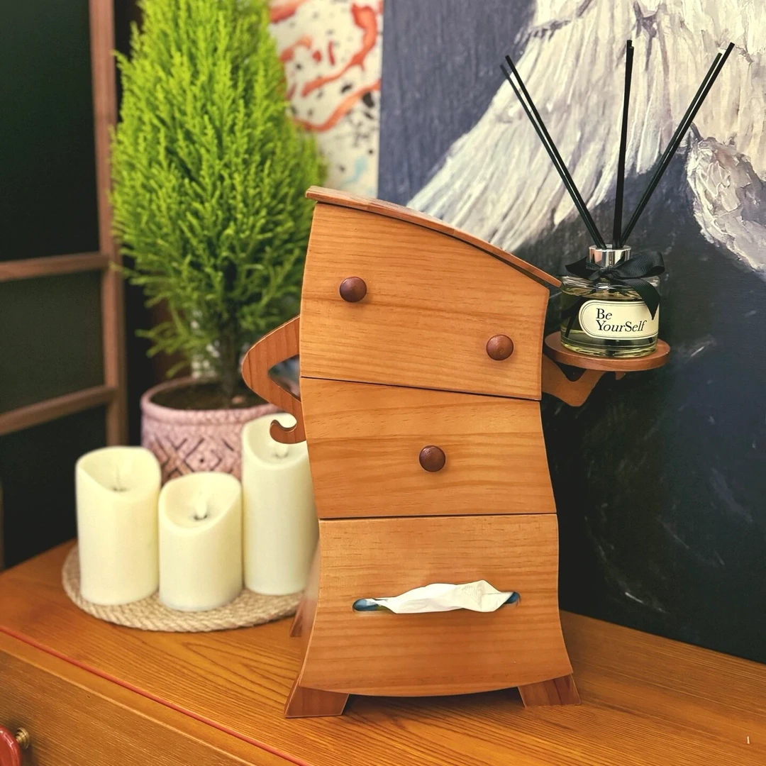 桌面收纳小怪兽复古客厅家用实木家具叉腰柜扭扭柜杂物收纳柜