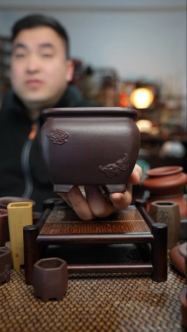 【闪购商品】紫砂花盆長木軒精品紫砂内口9.5*8