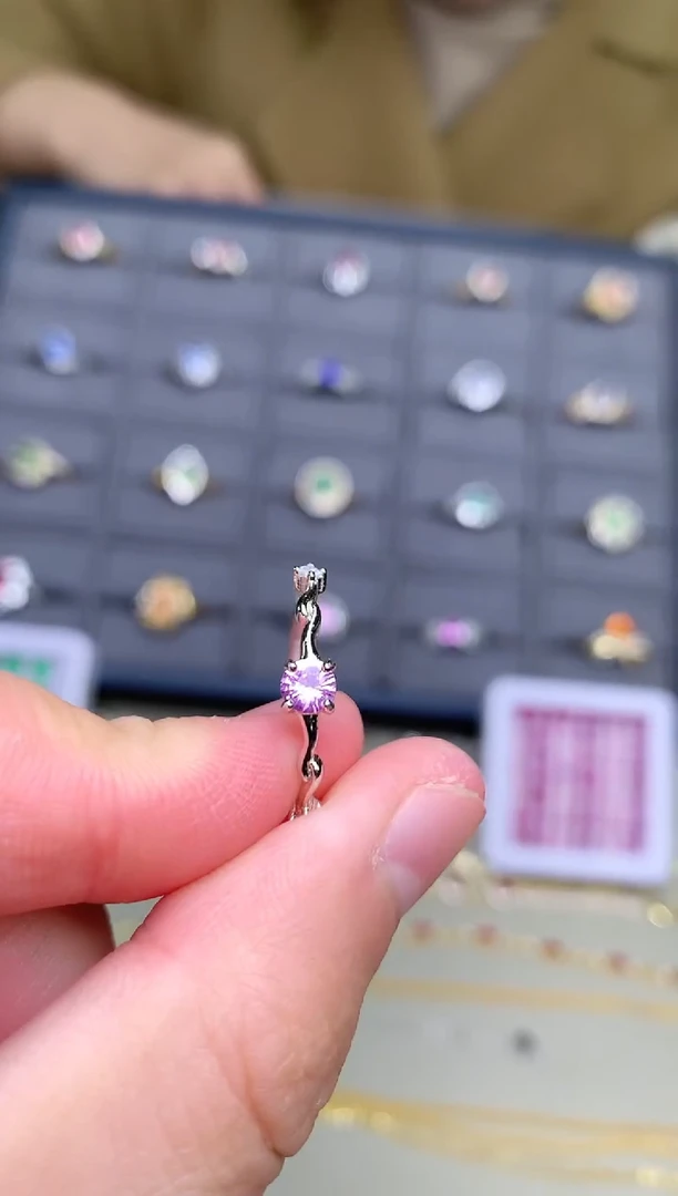 戒指蓝宝石银S925镶嵌戒指