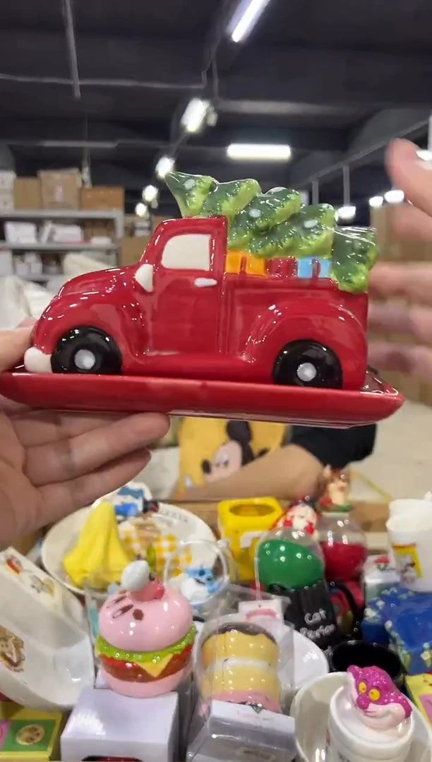 瓷片汽车甜品带盖盘