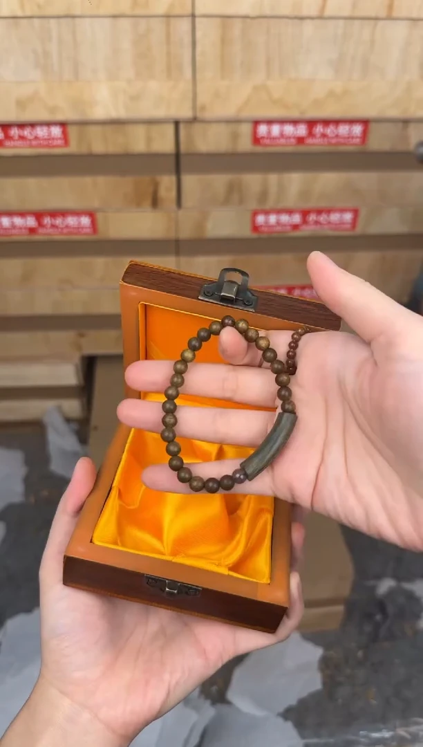 慈木器文玩阁绿檀手镯单圈链接@@SP392