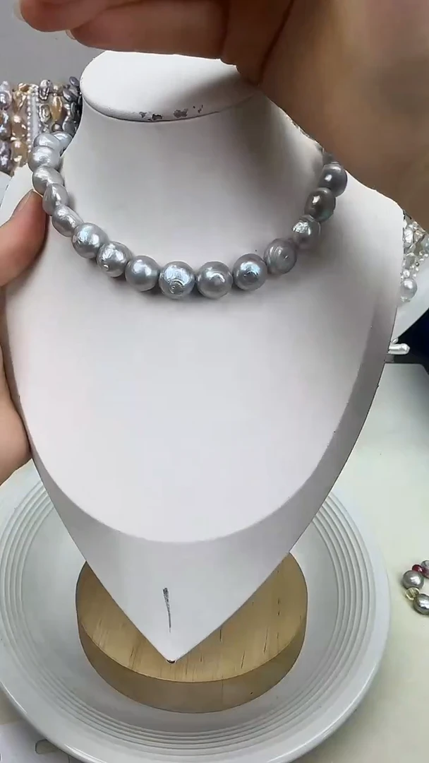 颈饰银S925镀金镶嵌淡水珍珠1