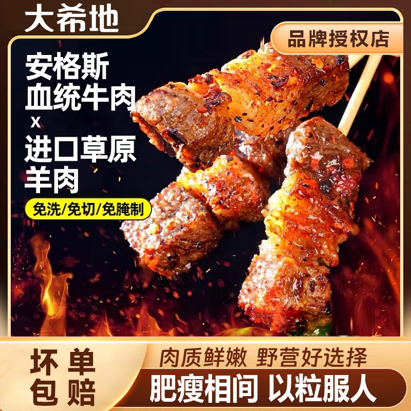 大希地烤肉串组合羊肉串安格斯牛肉串生鲜冷冻空气炸锅半成品食材