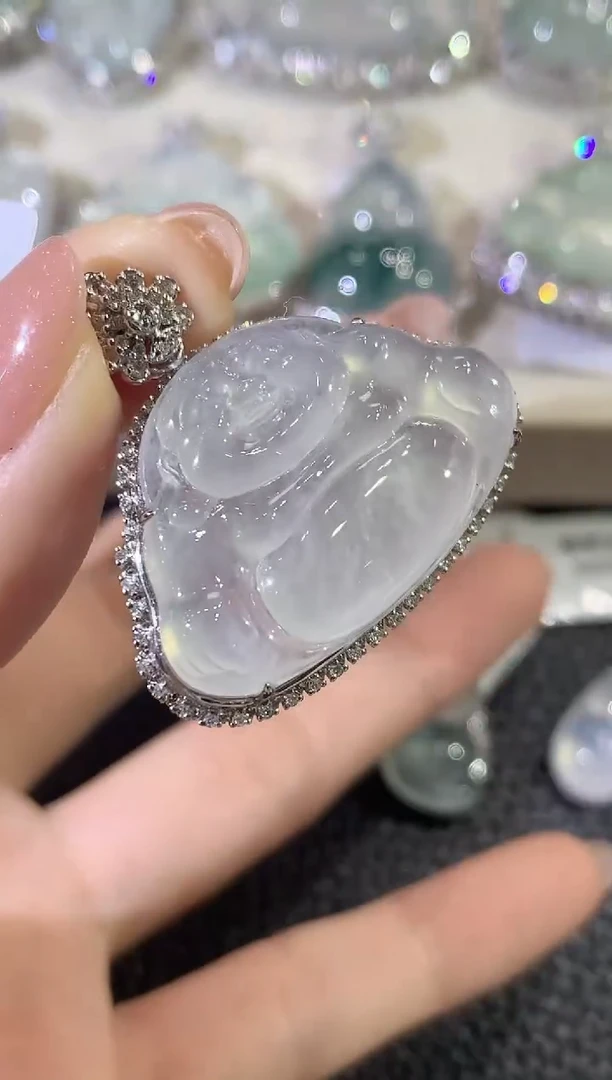 吊坠(不含链)18K金镶嵌翡翠柠***?C32翡翠