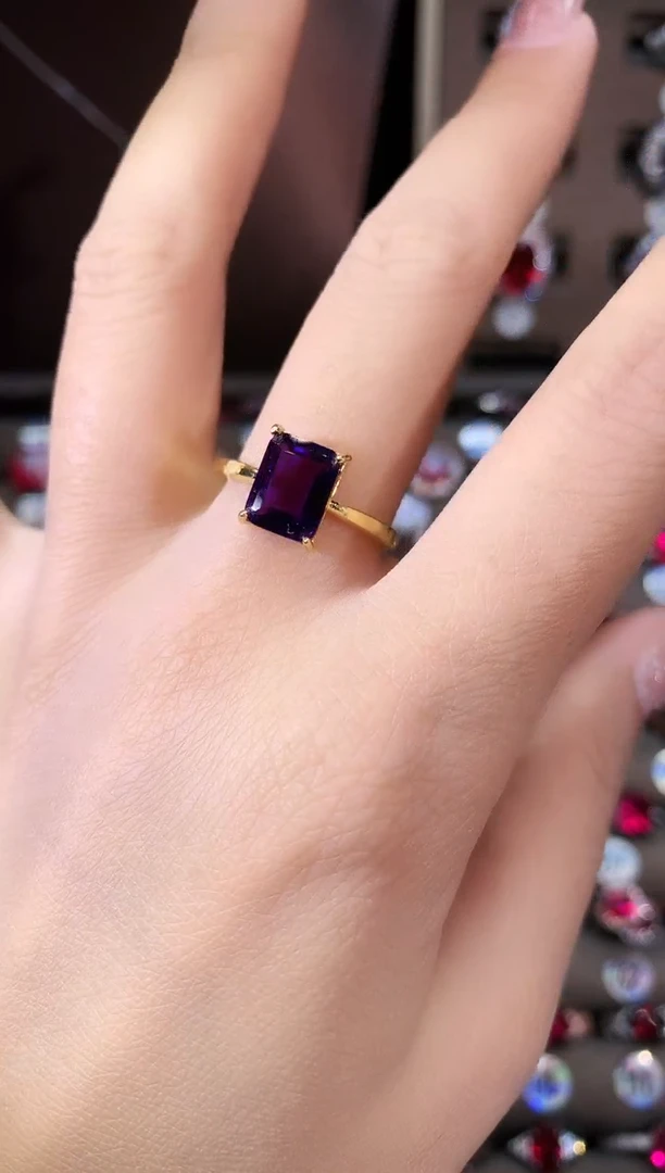 银S925镶嵌戒指碧玺79金色