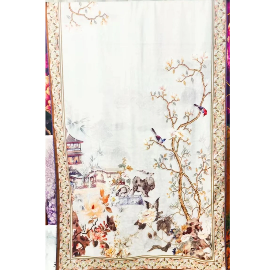 【喜上枝头】香云龟裂纹180*70轻奢长巾双面淡紫色高档气质优雅送人