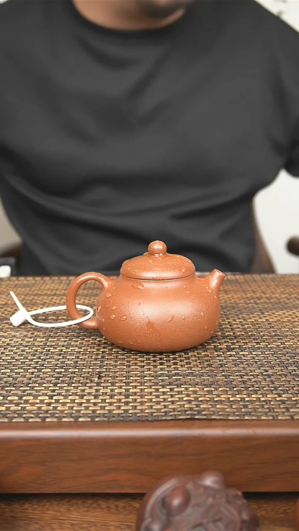 茶壶紫砂宜兴紫砂壶精工半手所见即所得红降坡玉乳壶