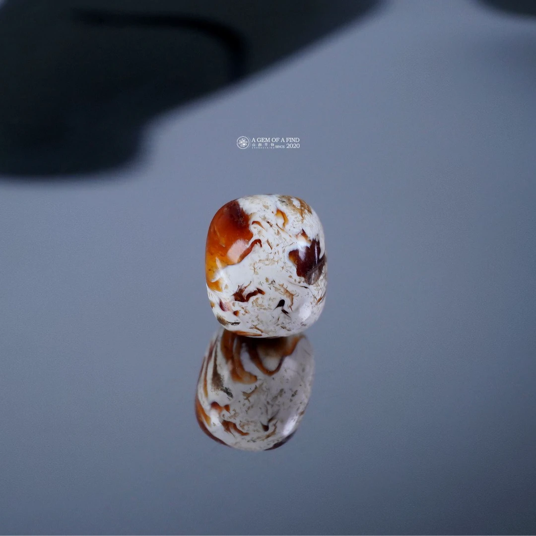 山和开物｜6.6mm彩沁红白妖漆瓷白溶洞拉丝老型文玩配饰 琥珀蜜蜡