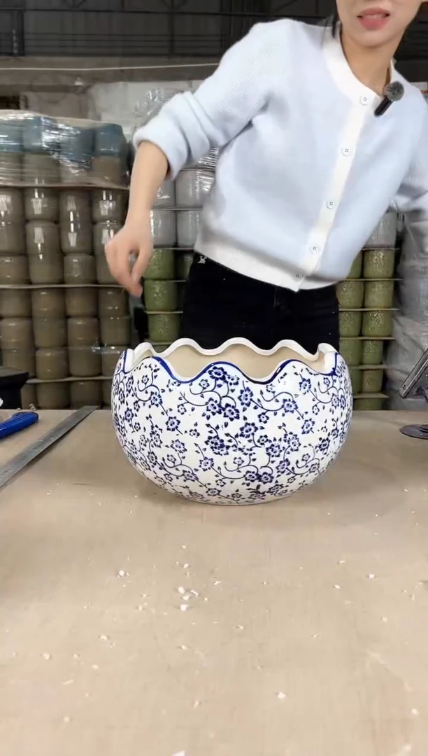 【闪购商品】陶瓷蛋壳白青花瓷大号25x17