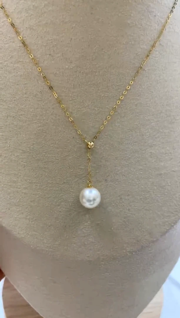 颈饰18K金镶嵌海水珍珠8-9