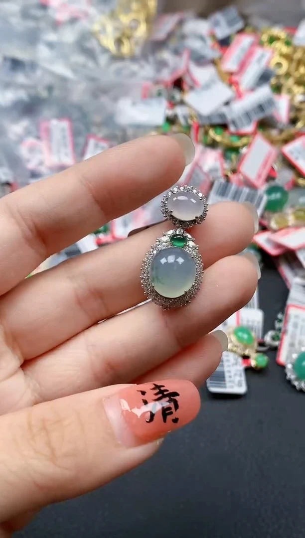 银S925镶嵌戒指翡翠天然A货缅甸翡翠