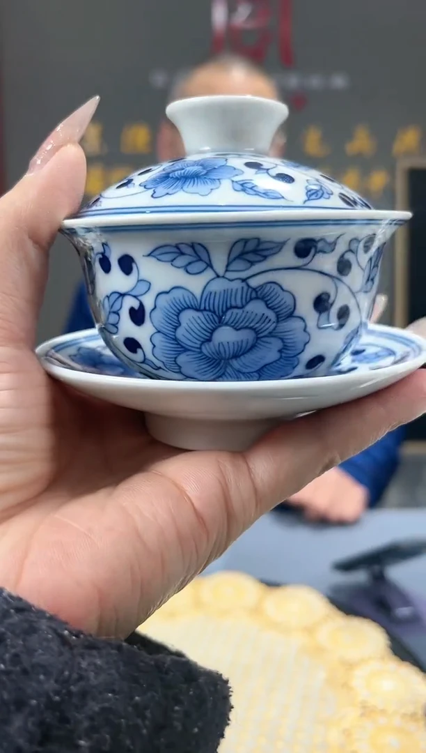 【闪购商品】官窑瓷画院538官窑瓷画院缠枝莲三才盖碗