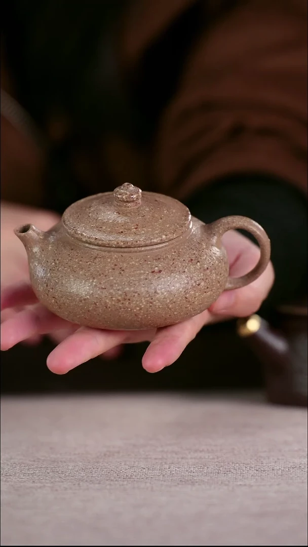 茶壶紫砂手磨粗砂老段泥精工寒江