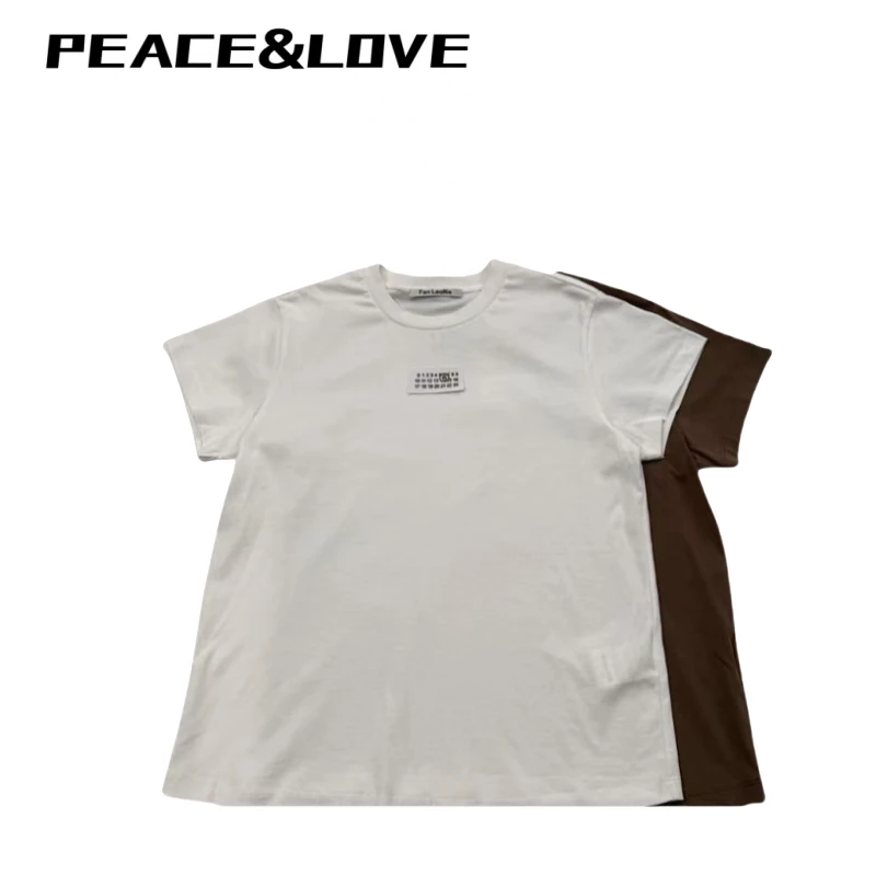 PEACE&LOVE 数字贴标圆领短袖T恤