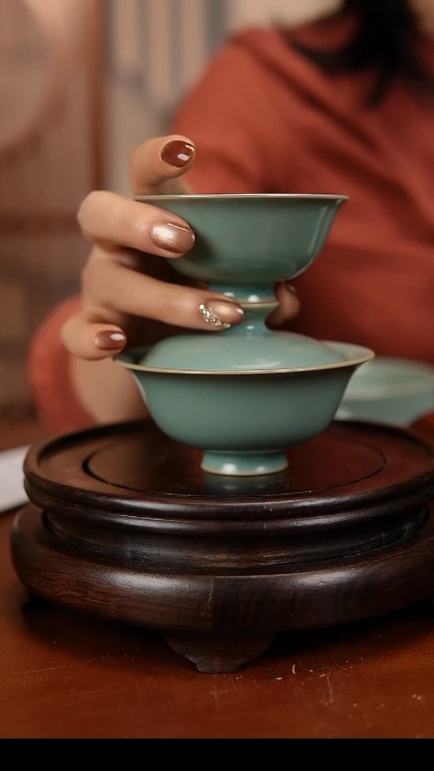 盖碗原产地汝瓷 仿古 两才盖碗