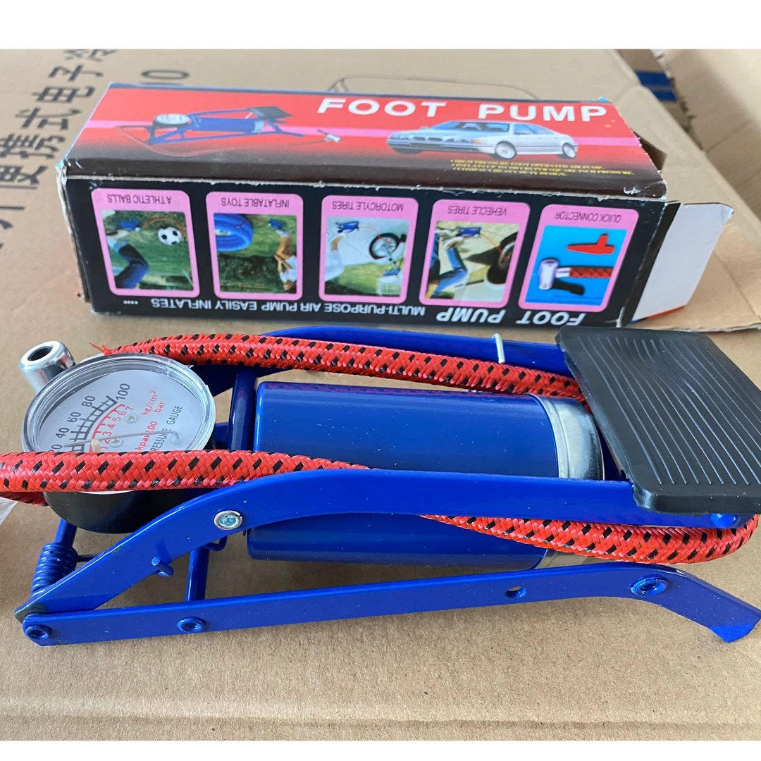 【新疆西藏包邮】便携式汽车电动车自行车脚踩打气筒篮球脚踏打气泵