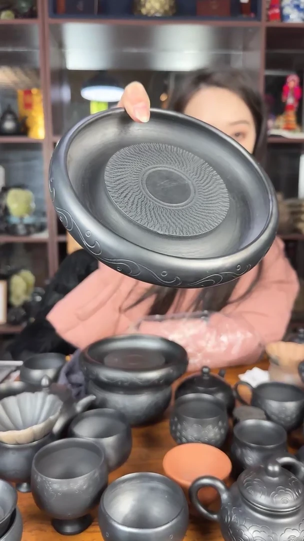 神农黑陶瑕疵壶承