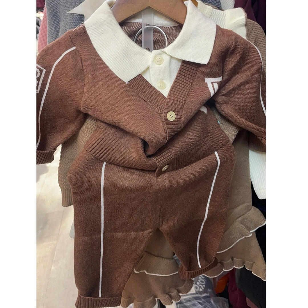 秋冬新款男童两件套男宝宝三件套样子针织衫毛衣套装