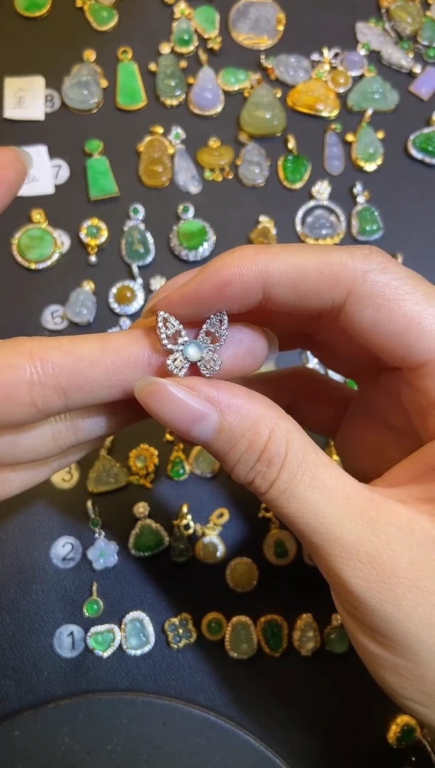 吊坠(不含链)银S925镶嵌翡翠1