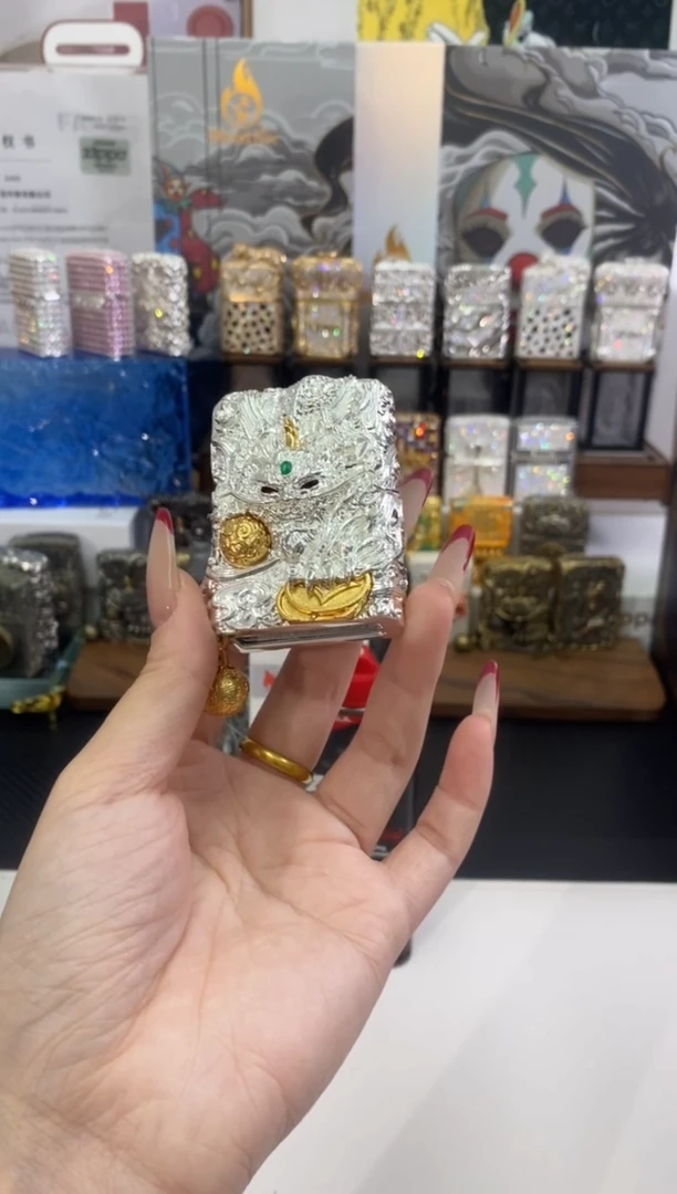 铜ZIPPO银玉貔貅 礼盒礼袋+挂件+133ml油+火石