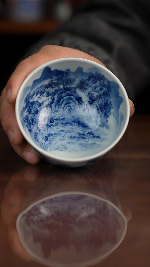 景琳藏青花山水茶里乾坤大