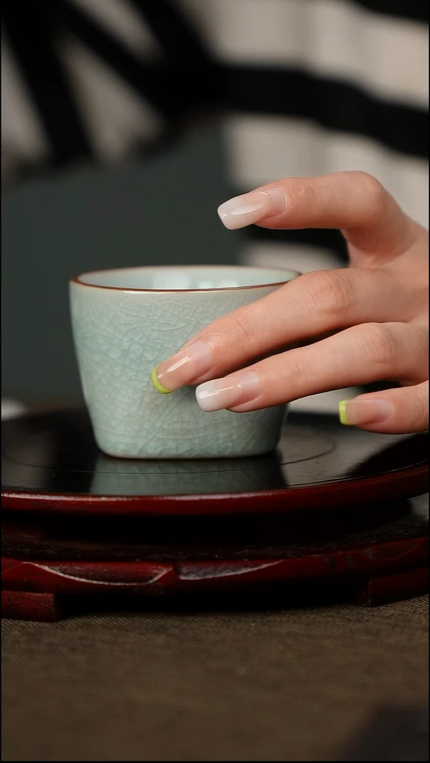 全品 鱼鳞冰花 天圆地方杯 带底款