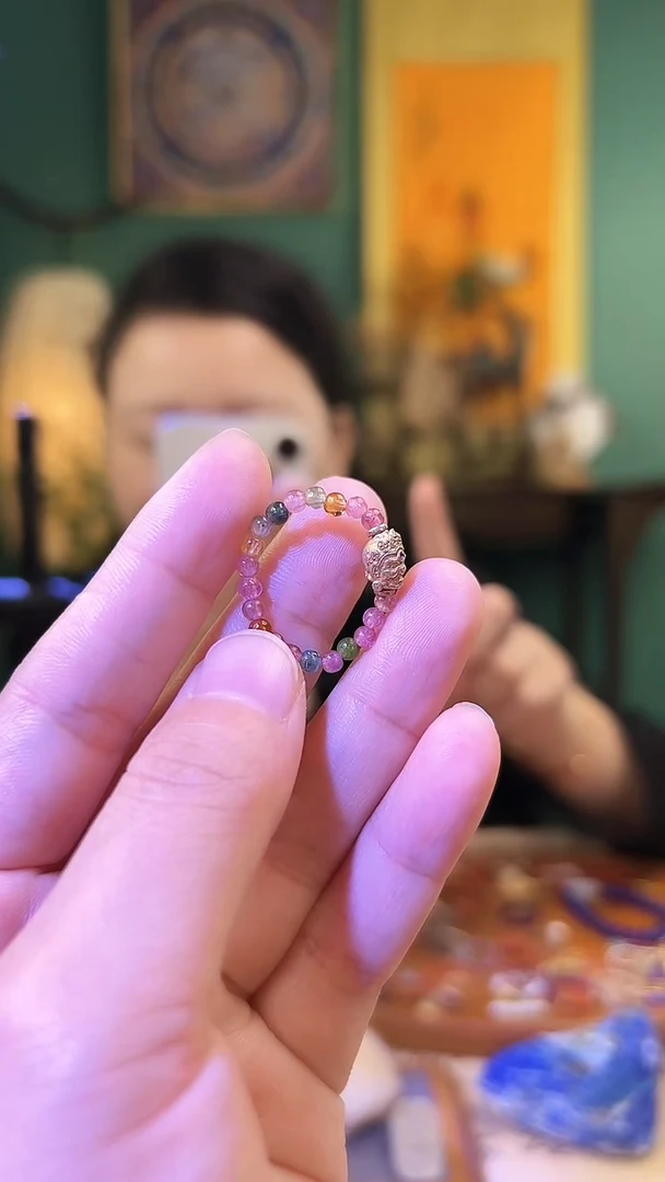 【闪购商品】碧玺戒指银S925镶嵌碧玺大黑天戒指