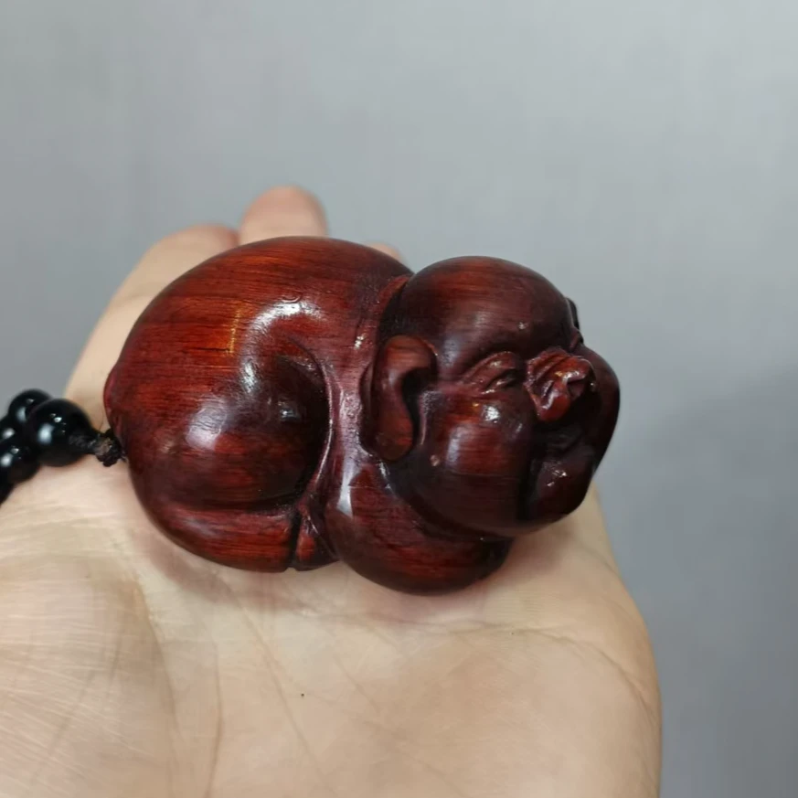 猪 生肖紫檀木雕刻手把件